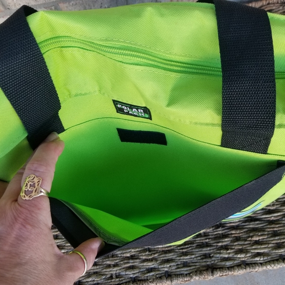 Nylon Insulated GREEN BLACK Cooler Bag (12x11x8) Waterproof Durable Tote - Picture 6 of 8